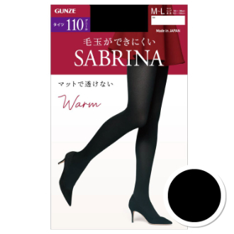 【SABRINA】サブリナ　Warmタイツ 110デニール　ブラック　L-LL