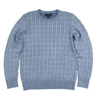 [オータムビッグセール]〔POLO RALPH LOREN/ポロラルフローレン〕コットンケーブルニットセーター  BLUE HTHR  XL