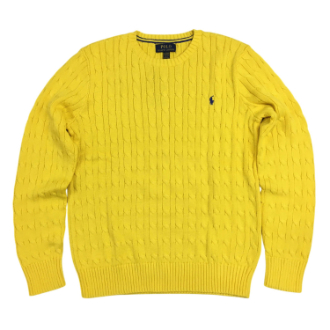 [オータムビッグセール]〔POLO RALPH LOREN/ポロラルフローレン〕コットンケーブルニットセーター  YELLOW  XL