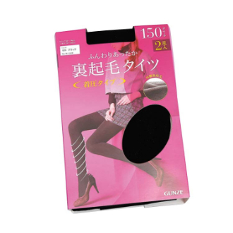 [オータムビッグセール]裏起毛着圧タイツ150デニール2P  BLACK  M～L