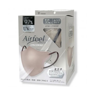 Airfeel エアフィール立体マスク  グレージュ×チャコール 30枚入