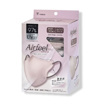 Airfeel エアフィール立体マスク  ピンクベージュ×モカ30枚入