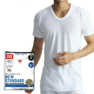 【BVD】NEW STANDARD　U首半袖Tシャツ フィットタイプ 2枚組　ホワイト　M