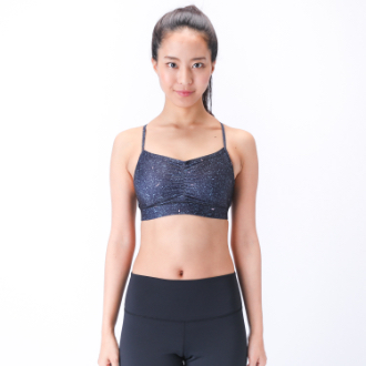 ヨガ　RUSTY ラスティ　バックコード プリント ブラトップ　S　ブラック