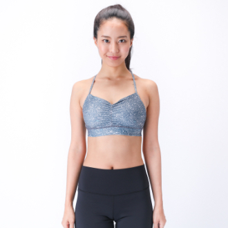 ヨガ　RUSTY ラスティ　バックコード プリント ブラトップ　M　グレー