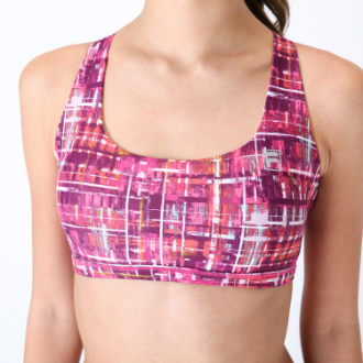 ヨガ　FILA フィラ　 オーバーラップコード ブラトップ（柄）　M　プリントピンク