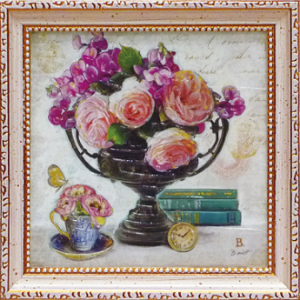 ミニゲルアートフレーム　チャド バレット　「ヴィンテージエステートフローラル4」