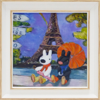 リサとガスパール　アートフレームSサイズ　「虹のエッフェル塔」