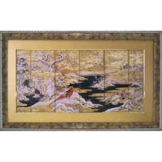 和風フレーム　「赤い鳥と山水」