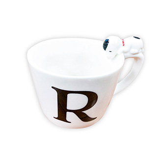 【SNOOPY】 スヌーピー　フィギュア付き イニシャル マグ アルファベット R スヌーピー