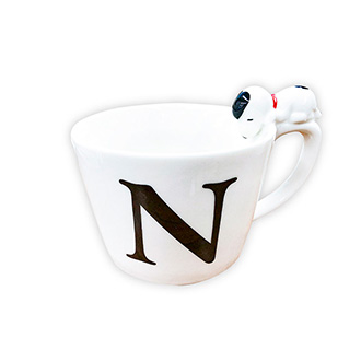 【SNOOPY】 スヌーピー　フィギュア付き イニシャル マグ アルファベット N スヌーピー