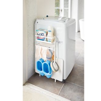 〔洗濯＆掃除〕洗濯機横マグネット収納ラック