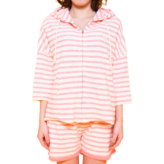 【OP】オーシャンパシフィック　レデイース７分丈ジップパーカー　L　ピンク