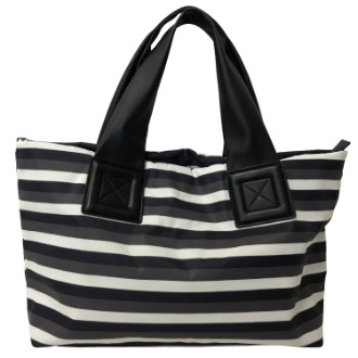 【B-Style】ナイロントートバッグ　ボーダー BLACK