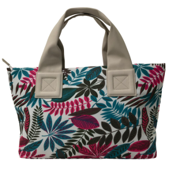 【B-Style】ナイロントートバッグ　葉っぱWHITE