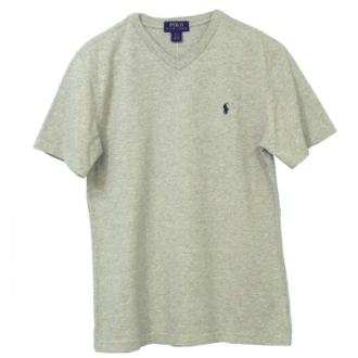 【POLO RALPH LAUREN/ポロラルフローレン】ワンポイントロゴTシャツ　Vネック　グレー　ボーイズXL