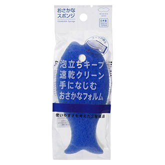 【MARNA】マーナ おさかなスポンジ　ブルー