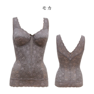 【yauco】総レース多機能　ボディシェイパー　モカブラウン　L