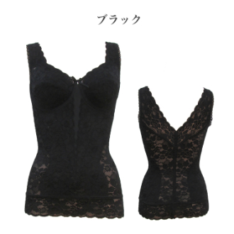 【yauco】総レース多機能　ボディシェイパー　ブラック　LL
