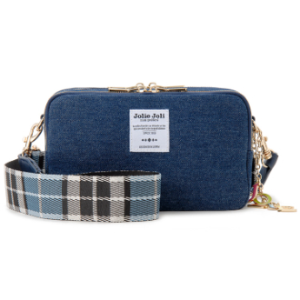 【JOLIE JOLI】ジョリージョリ　デニム地カメラバッグ　BLUE/BLUECHECK