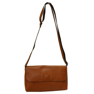 日本製 マチあり かぶせショルダーバッグ　キャメル