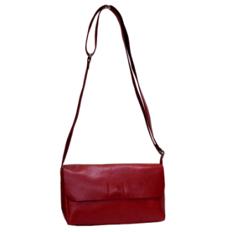 日本製 マチあり かぶせショルダーバッグ　レッド