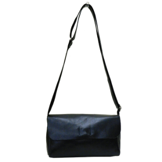 日本製 マチあり かぶせショルダーバッグ　ブルーグリーン