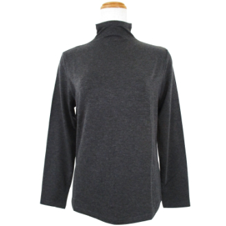 リヨセルカシミヤ ボトルネック　Mサイズ　チャコール