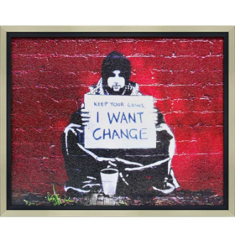 バンクシー　アートフレーム　アイワントチェンジ