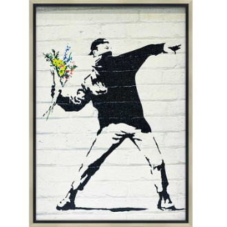 バンクシー　アートフレーム　フラワーボンバーＬ