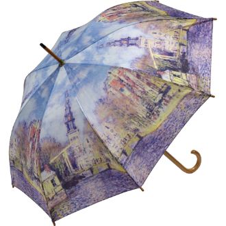名画木製ジャンプ傘（モネ「水辺の教会」）