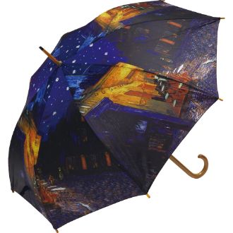名画木製ジャンプ傘（ゴッホ「夜のカフェテラス」）
