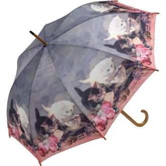 名画木製ジャンプ傘（ヘンリエッテ ロナーニップ「キャット・フレンド」）
