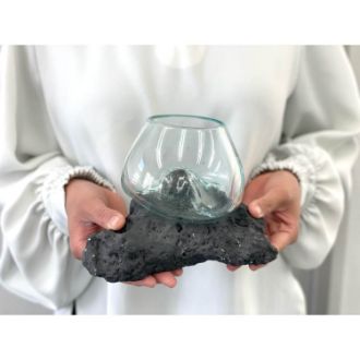 流木ガラス ROCK (溶岩 黒ver.) S