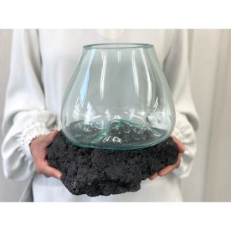 流木ガラス ROCK (溶岩 黒ver.) L