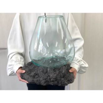 流木ガラス ROCK (溶岩 黒ver.) XL
