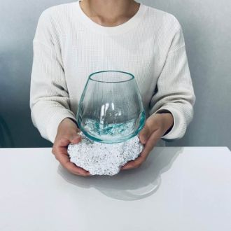 流木ガラス ROCK (溶岩 白ver.) S