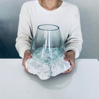 流木ガラス ROCK (溶岩 白ver.) M