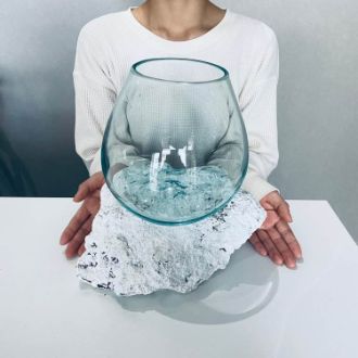 流木ガラス ROCK (溶岩 白ver.) L