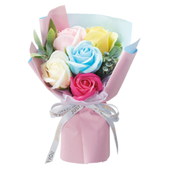 ソープフラワー　スタンドキュートシャボン5輪ブーケ  カラフル