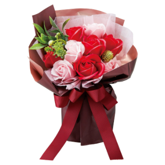 ソープフラワー　スタンドキュートシャボン9輪ブーケ  レッド