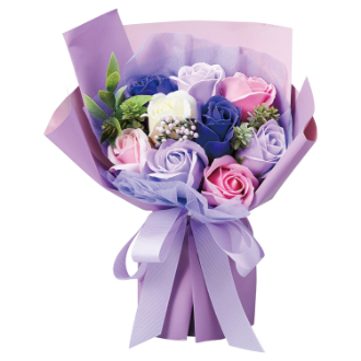 ソープフラワー　スタンドキュートシャボン9輪ブーケ  パープル