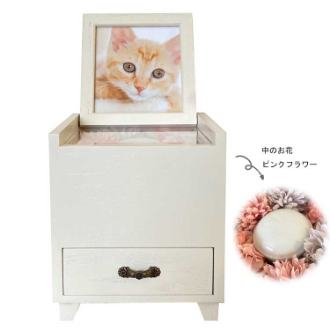 お花畑のあたらしいおうち（付属品付き）　ホワイトボディ　アーティフィシャルフラワー＆2寸骨壺付き　 ピンクフラワー