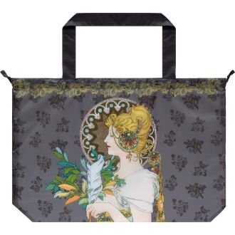 名画レインバッグカバー（ミュシャ「羽根とローズ」）