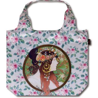 名画クーラーエコバッグ（ミュシャ「ブルネットとローズ」）