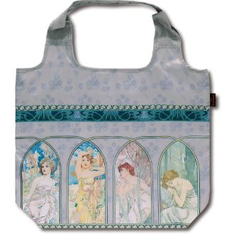 名画クーラーエコバッグ（ミュシャ「時の流れとローズ」）