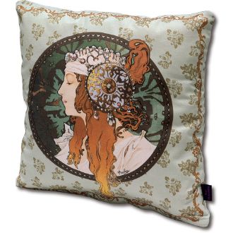 名画クッションカバー（ミュシャ「ブロンドとローズ」）