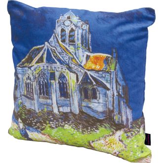名画クッションカバー（ゴッホ「オーヴェルの教会」）