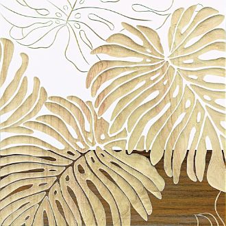 ウッド スカルプチャー アート「ワイルド モンステラS（WH+NP）」