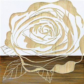 ウッド スカルプチャー アート「ローズ2（WH+NP）」